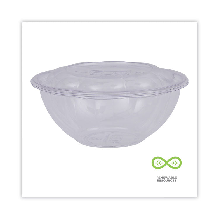 Eco-Products® Renewable and Compostable Salad Bowls with Lids, 24 oz, Clear, Plastic, 50/Pack, 3 Packs/Carton (ECOEPSB24) Case of 150