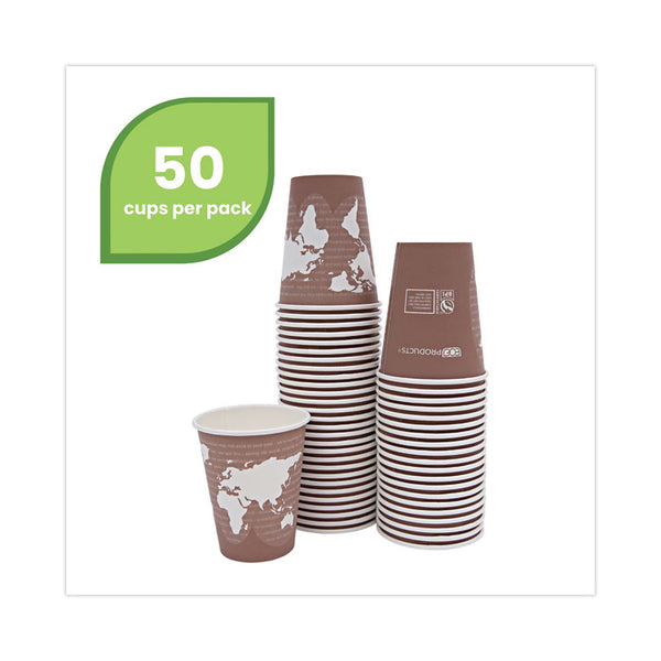 Eco-Products® World Art Renewable and Compostable Hot Cups, 8 oz, Plum, 50/Pack (ECOEPBHC8WAPK)