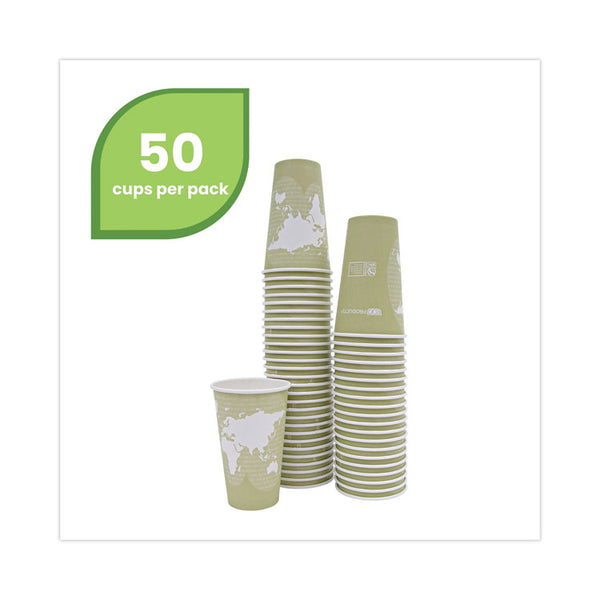 Eco-Products® World Art Renewable and Compostable Hot Cups, 16 oz, Moss, 50/Pack (ECOEPBHC16WAPK)