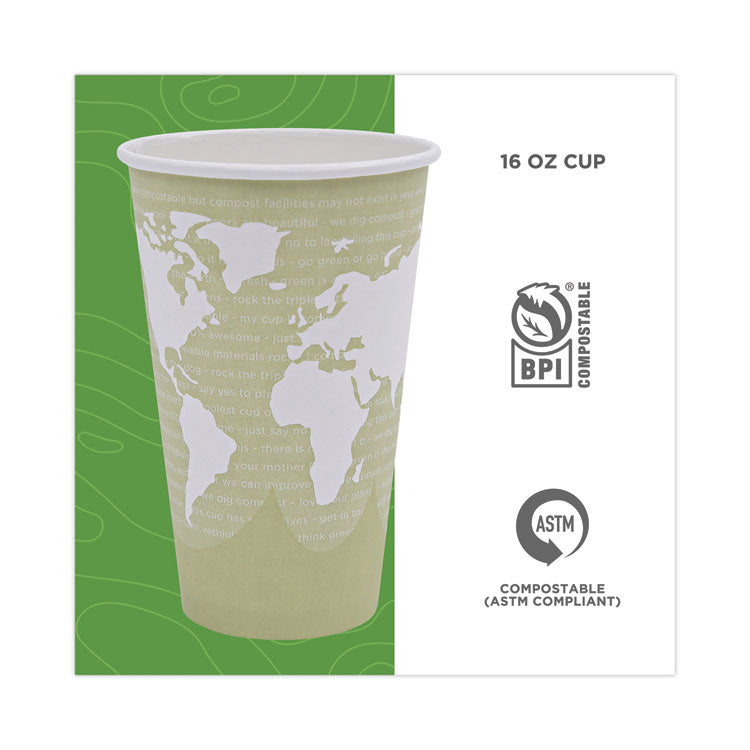 Eco-Products® World Art Renewable and Compostable Hot Cups, 16 oz, Moss, 50/Pack (ECOEPBHC16WAPK)