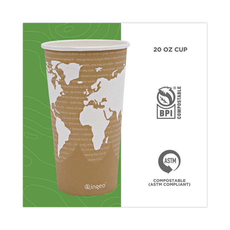 Eco-Products® World Art Renewable and Compostable Hot Cups, 20 oz, 50/Pack, 20 Packs/Carton (ECOEPBHC20WA)