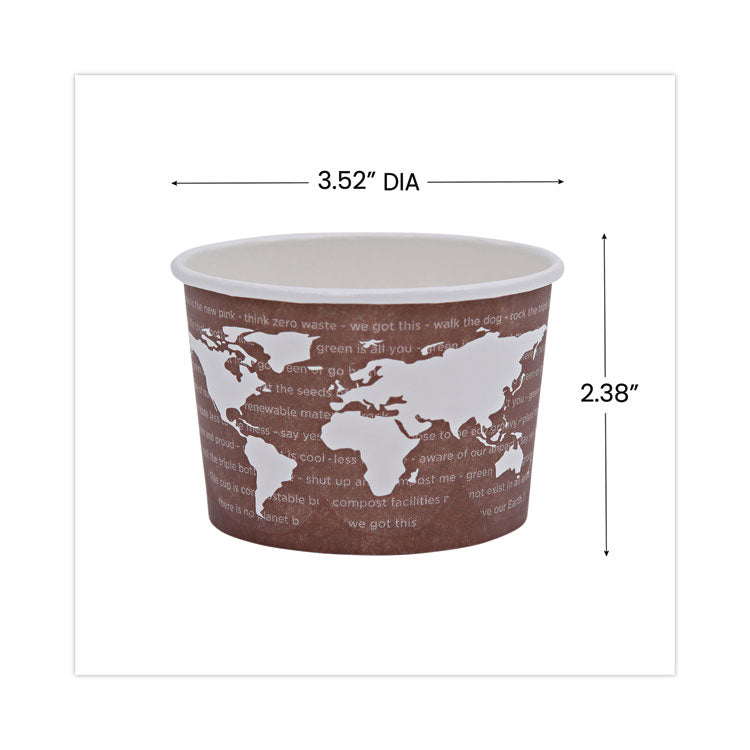 Eco-Products® World Art Renewable and Compostable Food Container, 8 oz, 3.04 Diameter x 2.3 h, Brown, Paper, 50/Pack, 20 Packs/Carton (ECOEPBSC8WA) Case of 1000