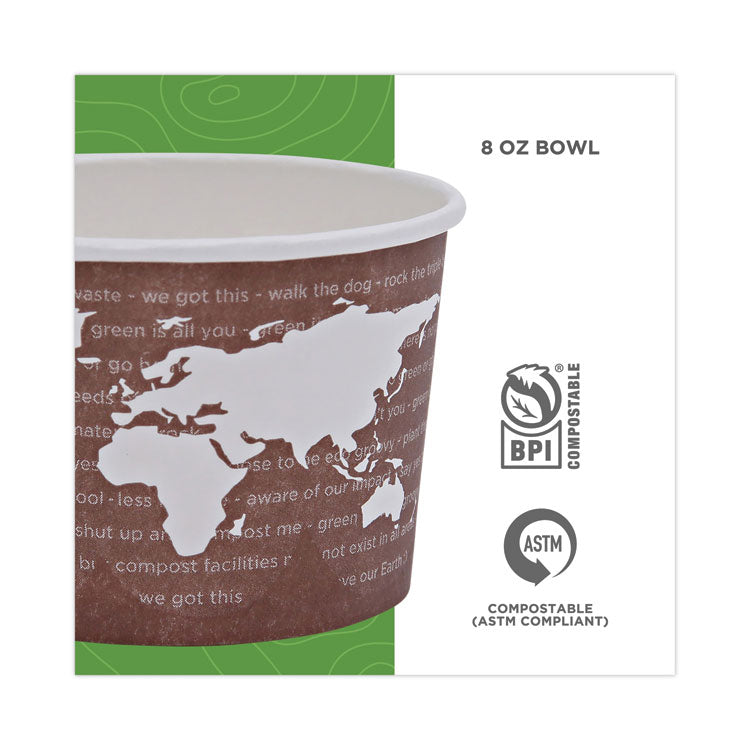 Eco-Products® World Art Renewable and Compostable Food Container, 8 oz, 3.04 Diameter x 2.3 h, Brown, Paper, 50/Pack, 20 Packs/Carton (ECOEPBSC8WA) Case of 1000