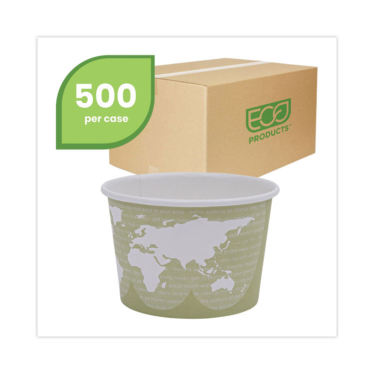 Eco-Products® World Art Renewable and Compostable Food Container, 16 oz, 4.05 Diameter x 3 h, Seafoam, Paper, 25/Pack, 20 Packs/Carton (ECOEPBSC16WA)