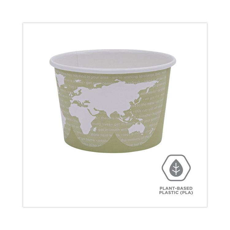 Eco-Products® World Art Renewable and Compostable Food Container, 16 oz, 4.05 Diameter x 3 h, Seafoam, Paper, 25/Pack, 20 Packs/Carton (ECOEPBSC16WA)