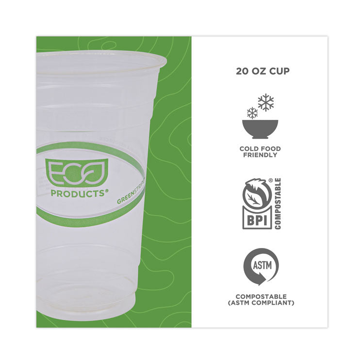 Eco-Products® GreenStripe Renewable and Compostable Cold Cups, 20 oz, Clear, 50/Pack, 20 Packs/Carton (ECOEPCC20GS)