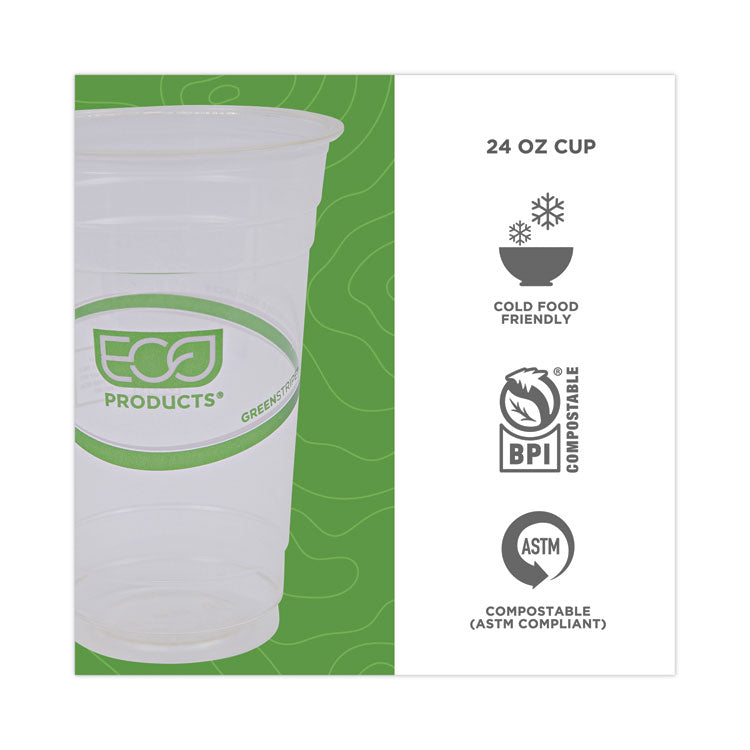 Eco-Products® GreenStripe Renewable and Compostable PLA Cold Cups, 24 oz, 50/Pack, 20 Packs/Carton (ECOEPCC24GS) Case of 1000