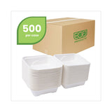 Eco-Products® Bagasse Hinged Clamshell Containers, 6 x 6 x 3, White, Sugarcane, 50/Pack, 10 Packs/Carton (ECOEPHC6) Case of 500