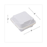 Eco-Products® Bagasse Hinged Clamshell Containers, 6 x 6 x 3, White, Sugarcane, 50/Pack, 10 Packs/Carton (ECOEPHC6) Case of 500