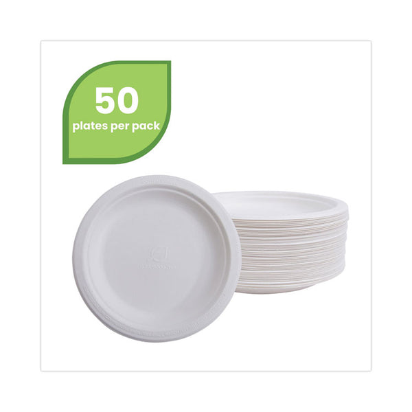 Eco-Products® Renewable Sugarcane Plates Convenience Pack, 6" dia, Natural White, 50/Pack (ECOEPP016PK)