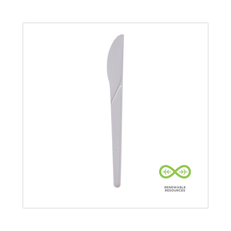 Eco-Products® Plantware Compostable Cutlery, Knife, 6", Pearl White, 50/Pack, 20 Pack/Carton (ECOEPS011)