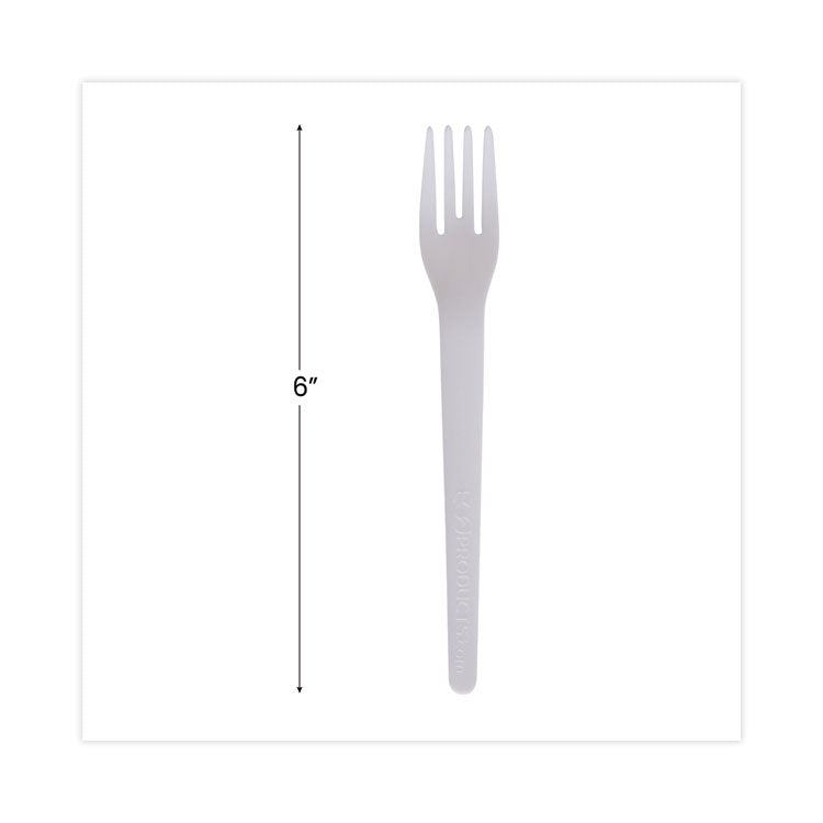 Eco-Products® Plantware Compostable Cutlery, Fork, 6", Pearl White, 50/Pack, 20 Pack/Carton (ECOEPS012)