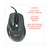 Innovera® Full-Size Wired Optical Mouse, USB 2.0, Right Hand Use, Black (IVR61014) Each