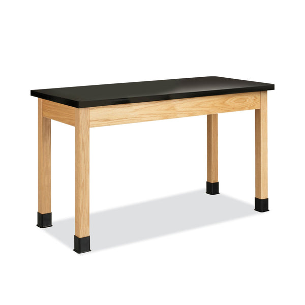 Diversified Woodcrafts Classroom Science Table, 54w x 24d x 30h, Black ChemGuard High Pressure Laminate (HPL) Top, Oak Base (DVWP7202BK30N) Each