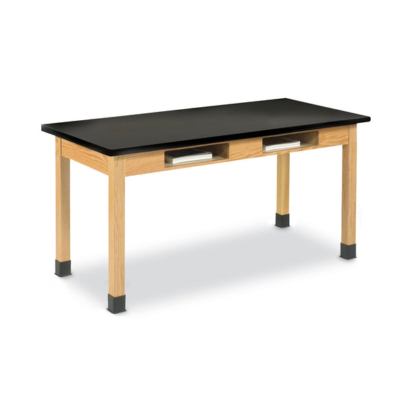 Diversified Woodcrafts Classroom Book Compartment Science Table, 60w x 24d x 30h, Black Phenolic Resin Top, Oak Base (DVWC7604K30N) Each