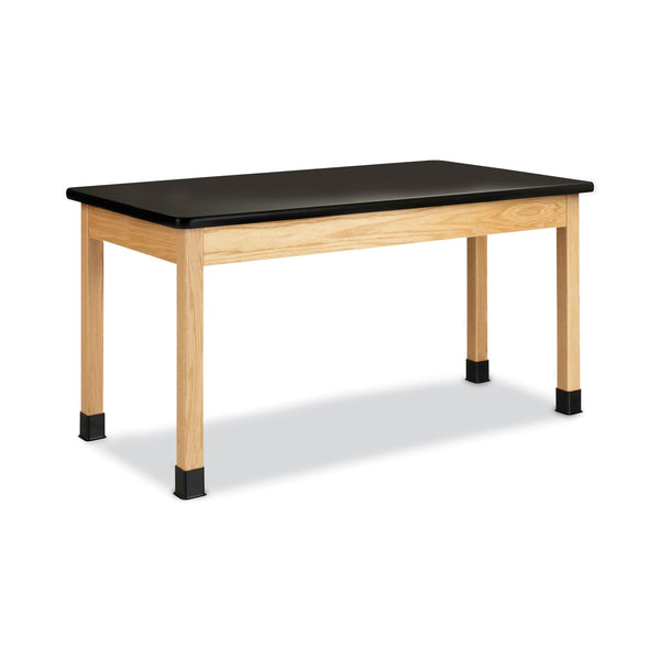 Diversified Woodcrafts Classroom Science Table, 60w x 30d x 30h, Black ChemGuard High Pressure Laminate (HPL) Top, Oak Base (DVWP7142BK30N) Each