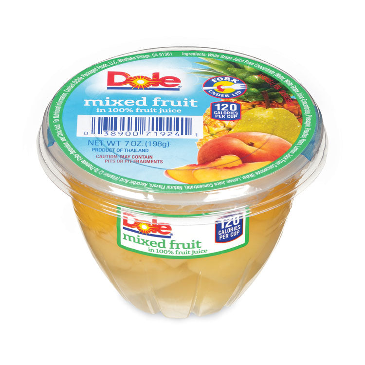 Dole® Mixed Fruit in 100% Fruit Juice Cups, Peaches/Pears/Pineapple, 7 oz Cup, 12/Carton, Ships in 1-3 Business Days (GRR20902549) Each