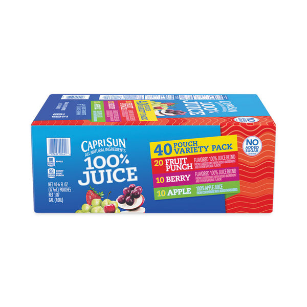 Capri Sun® 100% Juice Pouches Variety Pack, 6 oz, 40 Pouches/Carton, Ships in 1-3 Business Days (GRR22000720)
