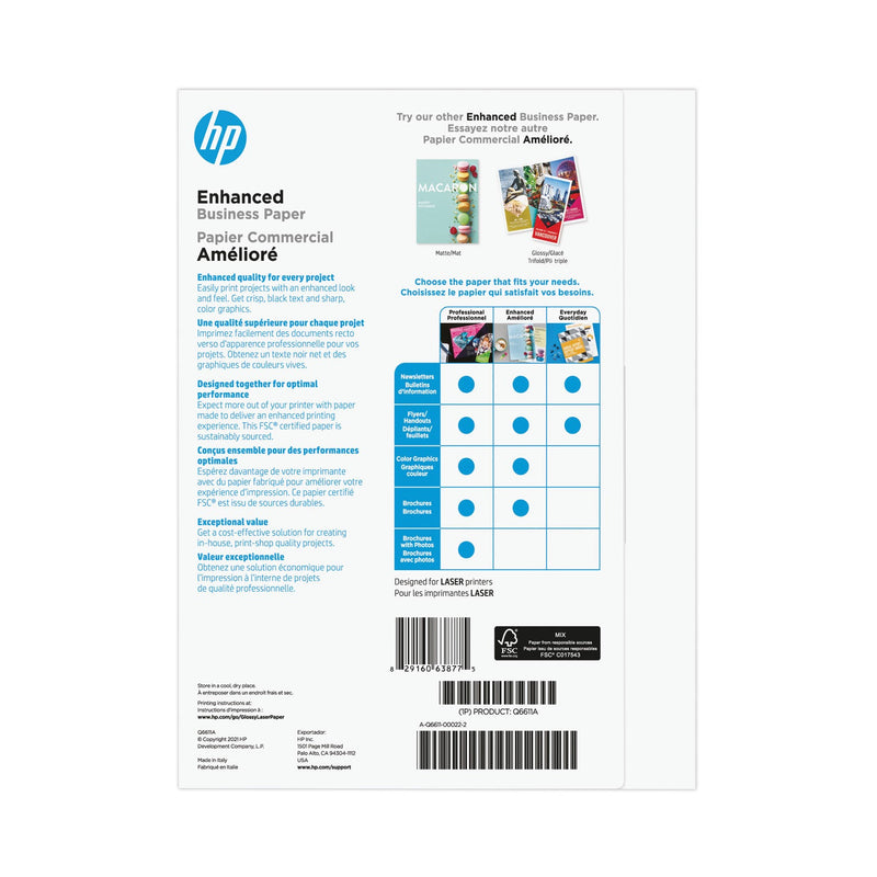 HP Color Laser Glossy Brochure Paper, 97 Bright, 40 lb Bond Weight, 8.5 x 11, White, 150/Pack (HEWQ6611A)