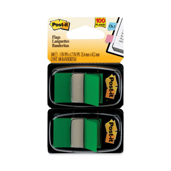 Post-it® Flags Standard Page Flags in Dispenser, Green, 50 Flags/Dispenser, 2 Dispensers/Pack (MMM680GN2)