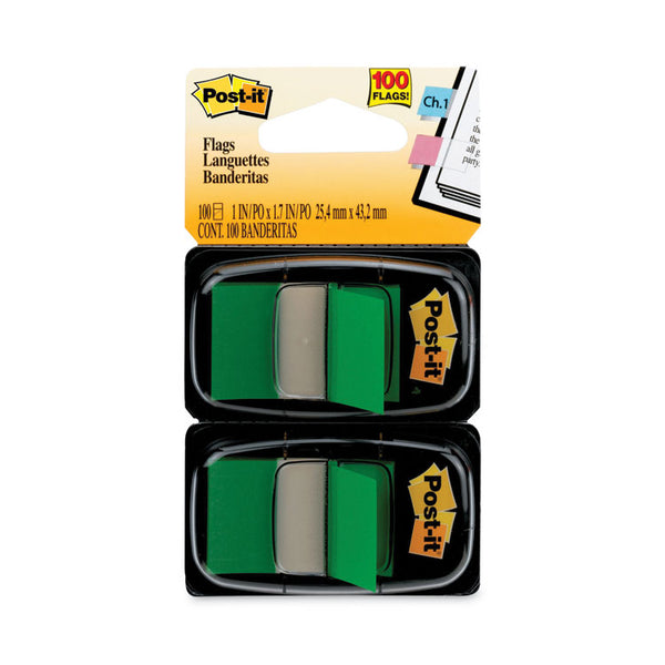 Post-it® Flags Standard Page Flags in Dispenser, Green, 50 Flags/Dispenser, 2 Dispensers/Pack (MMM680GN2) Dispenser of 100