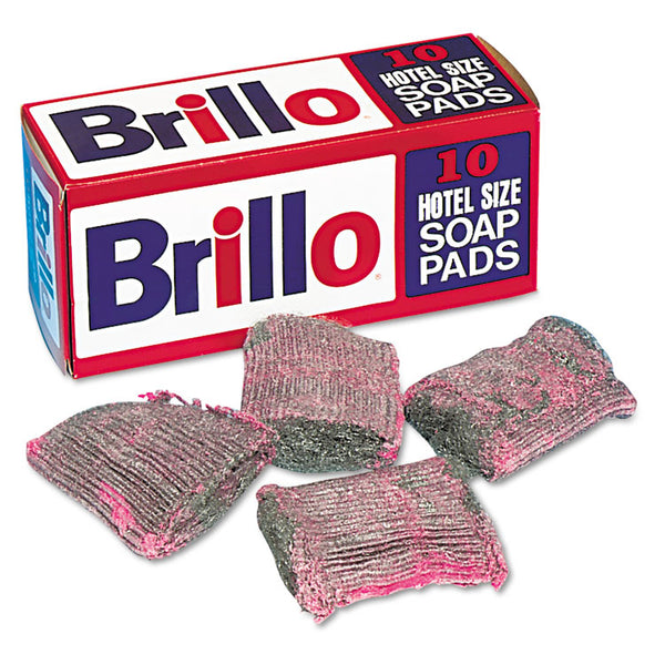 Brillo® Hotel Size Steel Wool Soap Pad, 4 x 4, Charcoal/Pink,10/Pack, 120/Carton (PUXW240000CT) Case of 120