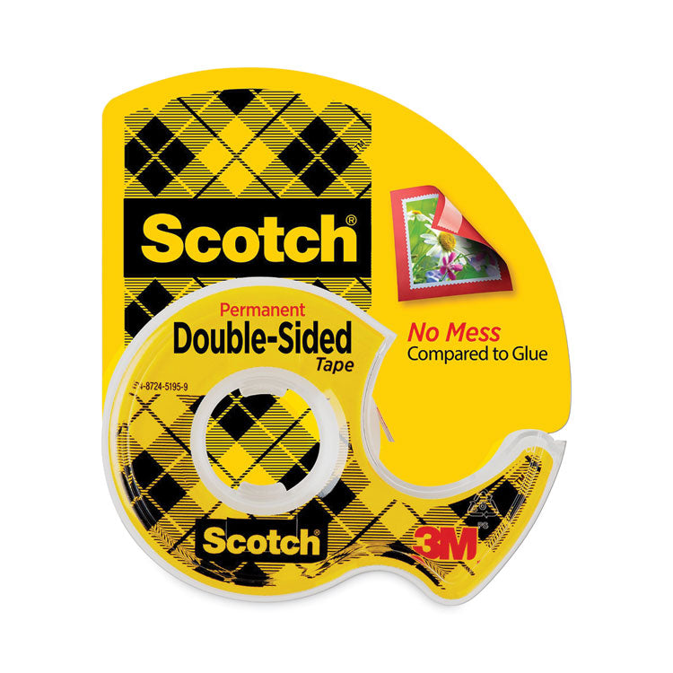 Scotch® Double-Sided Permanent Tape in Handheld Dispenser, 1" Core, 0.5" x 20.83 ft, Clear (MMM136)