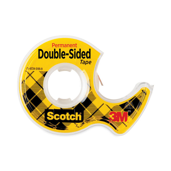 Scotch® Double-Sided Permanent Tape in Handheld Dispenser, 1" Core, 0.5" x 37.5 ft, Clear (MMM137)