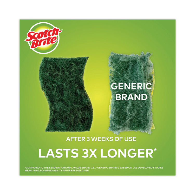 Scotch-Brite® Heavy-Duty Scrub Sponge, 4.5 x 2.7, 0.6" Thick, Yellow/Green, 6/Pack (MMM426)