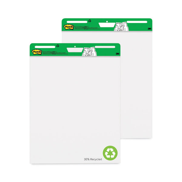 Post-it® Easel Pads Super Sticky Vertical-Orientation Self-Stick Easel Pads, Green Headband, Unruled, 25 x 30, White, 30 Sheets, 2/Carton (MMM559RP)