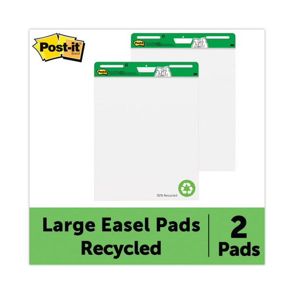 Post-it® Easel Pads Super Sticky Vertical-Orientation Self-Stick Easel Pads, Green Headband, Unruled, 25 x 30, White, 30 Sheets, 2/Carton (MMM559RP)