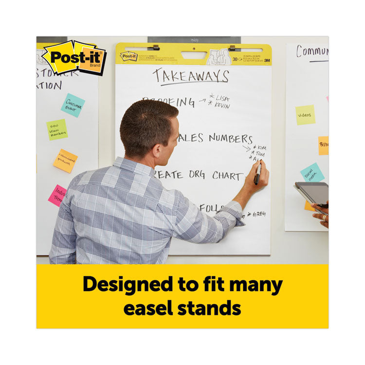 Post-it® Easel Pads Super Sticky Vertical-Orientation Self-Stick Easel Pad Value Pack, Unruled, 25 x 30, White, 30 Sheets, 6/Carton (MMM559VAD6PK)