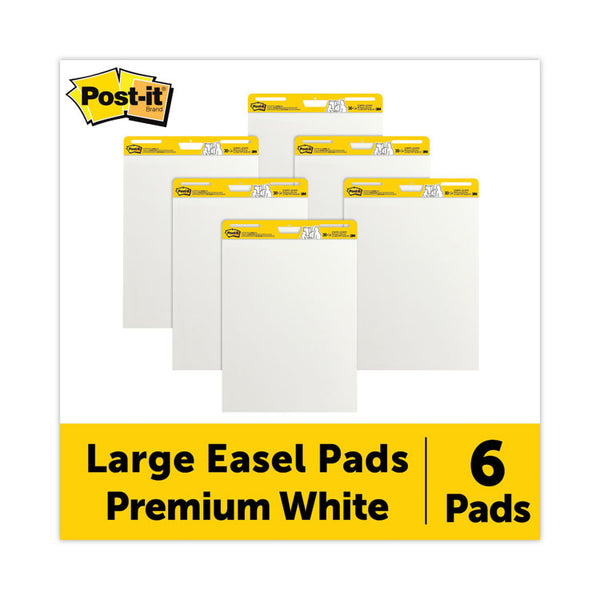 Post-it® Easel Pads Super Sticky Vertical-Orientation Self-Stick Easel Pad Value Pack, Unruled, 25 x 30, White, 30 Sheets, 6/Carton (MMM559VAD6PK)