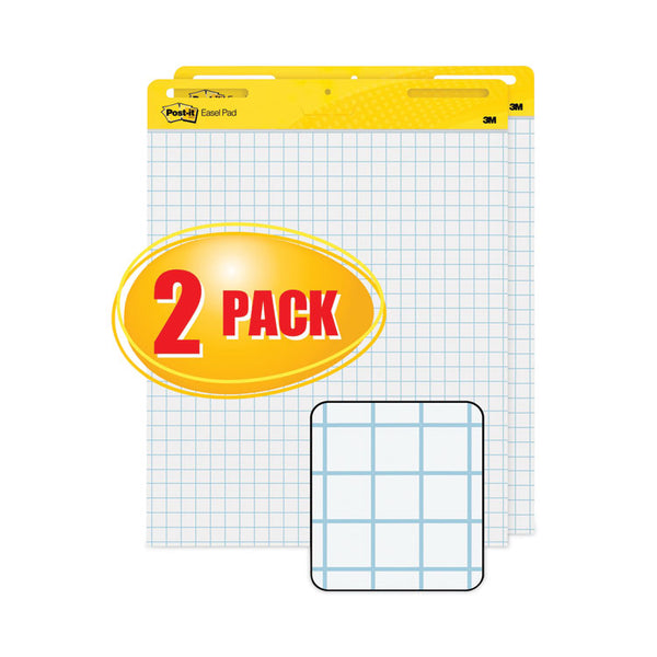 Post-it® Easel Pads Super Sticky Vertical-Orientation Self-Stick Easel Pads, Quadrille Rule (1 sq/in), 25 x 30, White, 30 Sheets, 2/Carton (MMM560)