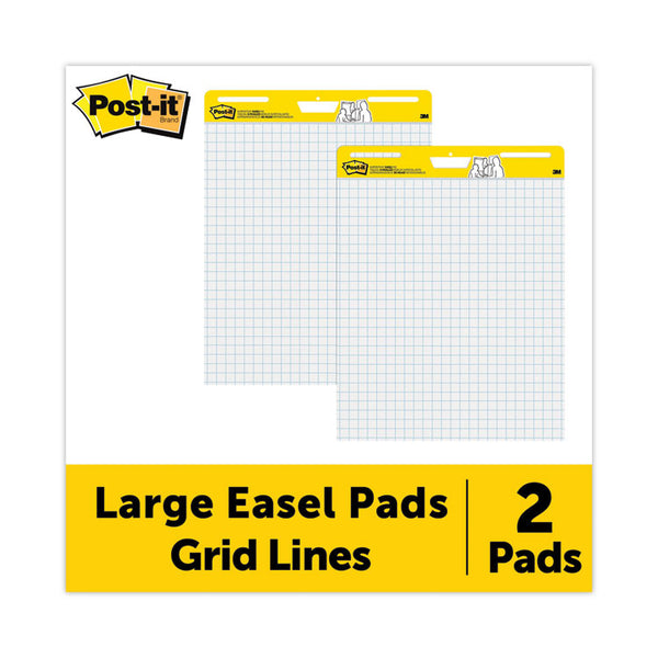 Post-it® Easel Pads Super Sticky Vertical-Orientation Self-Stick Easel Pads, Quadrille Rule (1 sq/in), 25 x 30, White, 30 Sheets, 2/Carton (MMM560)