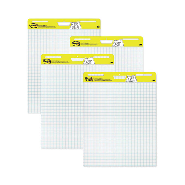 Post-it® Easel Pads Super Sticky Vertical-Orientation Self-Stick Easel Pad Value Pack, Quadrille Rule (1 sq/in), 25 x 30, White, 30 Sheets, 4/Carton (MMM560VAD4PK)