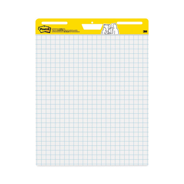 Post-it® Easel Pads Super Sticky Vertical-Orientation Self-Stick Easel Pad Value Pack, Quadrille Rule (1 sq/in), 25 x 30, White, 30 Sheets, 4/Carton (MMM560VAD4PK)