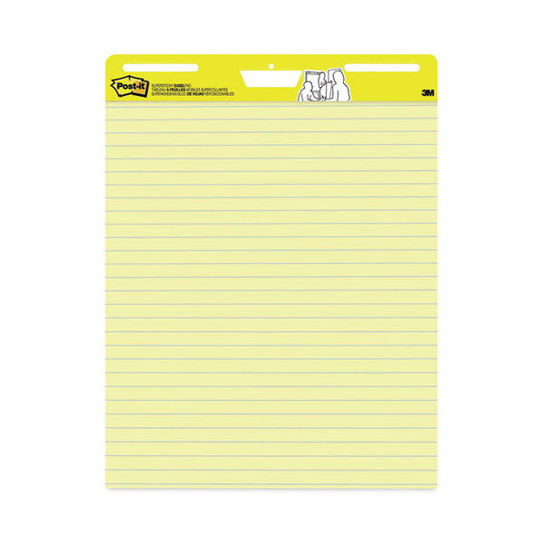 Post-it® Easel Pads Super Sticky Vertical-Orientation Self-Stick Easel Pads, Presentation Format (1.5" Rule), 25 x 30, Yellow, 30 Sheets, 2/Carton (MMM561)