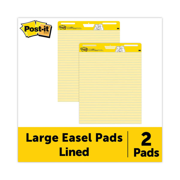 Post-it® Easel Pads Super Sticky Vertical-Orientation Self-Stick Easel Pads, Presentation Format (1.5" Rule), 25 x 30, Yellow, 30 Sheets, 2/Carton (MMM561)