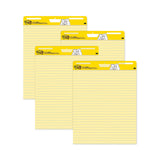 Post-it® Easel Pads Super Sticky Vertical-Orientation Self-Stick Easel Pad Value Pack, Presentation Format (1.5" Rule), 25 x 30, Yellow, 30 Sheets, 4/Carton (MMM561VAD4PK) 4 Pads