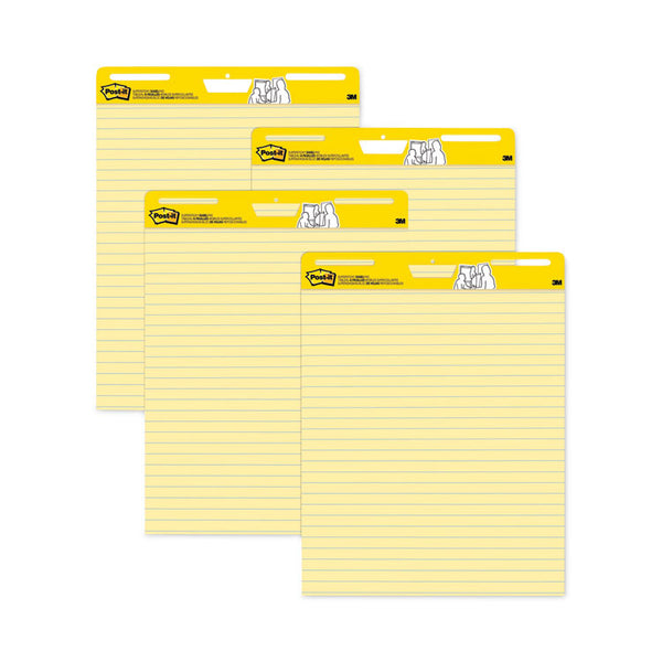 Post-it® Easel Pads Super Sticky Vertical-Orientation Self-Stick Easel Pad Value Pack, Presentation Format (1.5" Rule), 25 x 30, Yellow, 30 Sheets, 4/Carton (MMM561VAD4PK)