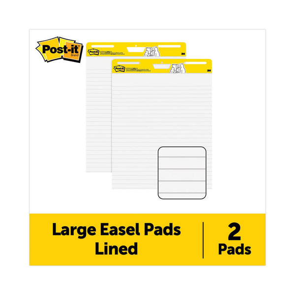 Post-it® Easel Pads Super Sticky Vertical-Orientation Self-Stick Easel Pads, Presentation Format (1.5" Rule), 25 x 30, White, 30 Sheets, 2/Pack (MMM561WLVAD2PK)