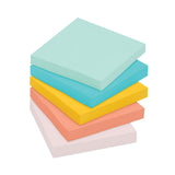 Post-it® Notes Original Pads in Beachside Cafe Collection Colors, 3" x 3", 100 Sheets/Pad, 12 Pads/Pack (MMM654AST)