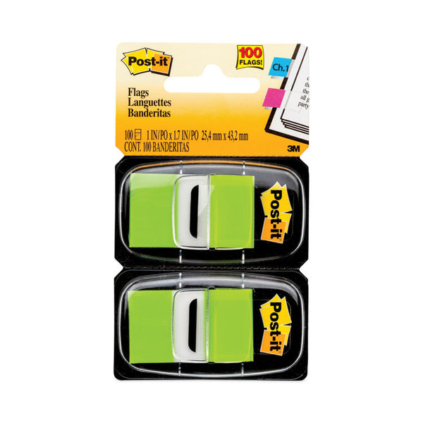 Post-it® Flags Standard Page Flags in Dispenser, Bright Green, 50 Flags/Dispenser, 2 Dispensers/Pack (MMM680BG2) Dispenser of 100