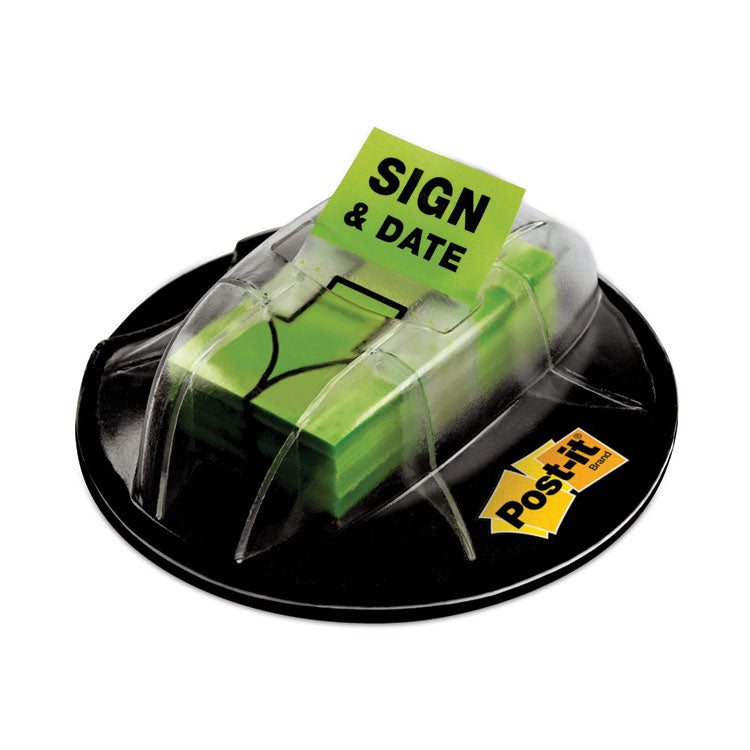 Post-it® Flags Page Flags in Dispenser, "Sign and Date", Bright Green, 200 Flags/Dispenser (MMM680HVSD) Pack of 200