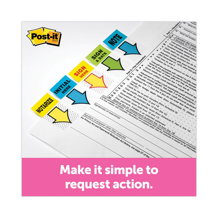 Post-it® Flags Arrow Message 1" Page Flags, "Notarize," Yellow, 50 Flags/Dispenser, 2 Dispensers/Pack (MMM680NZ2) Dispenser of 100