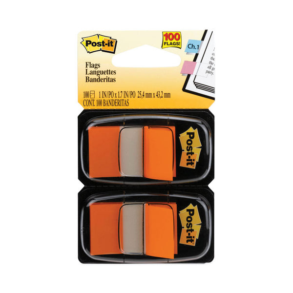 Post-it® Flags Standard Page Flags in Dispenser, Orange, 50 Flags/Dispenser, 2 Dispensers/Pack (MMM680OE2) Dispenser of 100