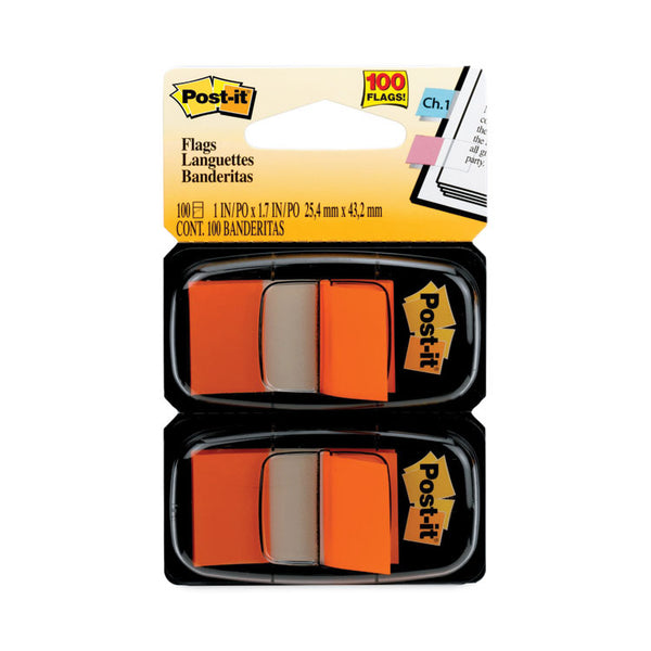 Post-it® Flags Standard Page Flags in Dispenser, Orange, 50 Flags/Dispenser, 2 Dispensers/Pack (MMM680OE2) Dispenser of 100