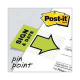 Post-it® Flags Arrow Message 1" Page Flags, "Sign and Date", Green, 50 Flags/Dispenser, 2 Dispensers/Pack (MMM680SD2) Dispenser of 100