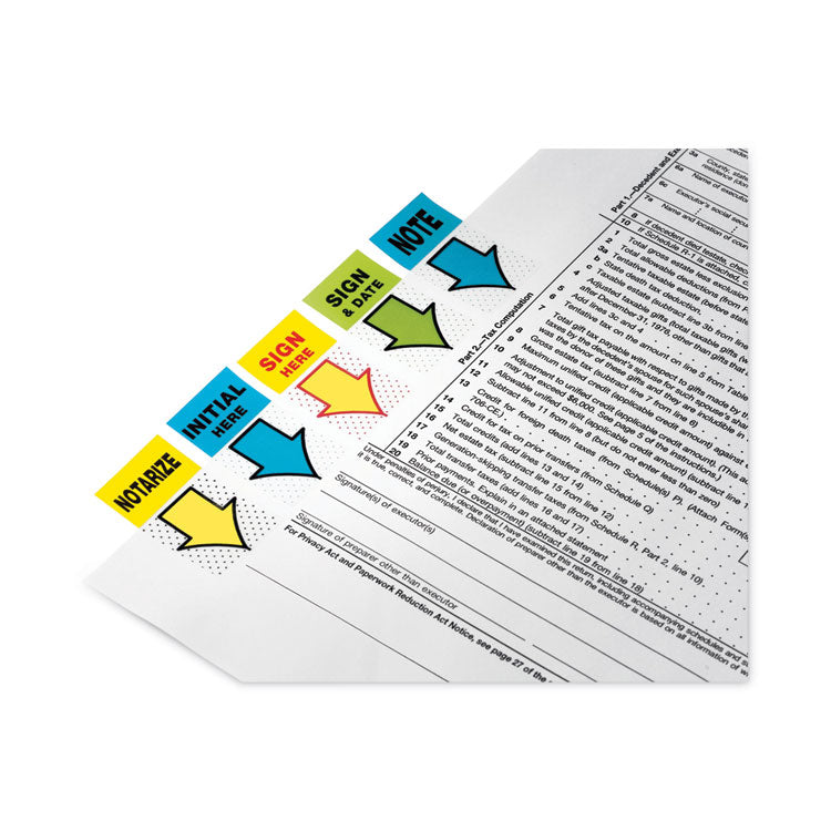 Post-it® Flags Arrow Message 1" Page Flags, Sign Here, Yellow, 50 Flags/Dispenser, 12 Dispensers/Pack (MMM680SH12) Box of 12